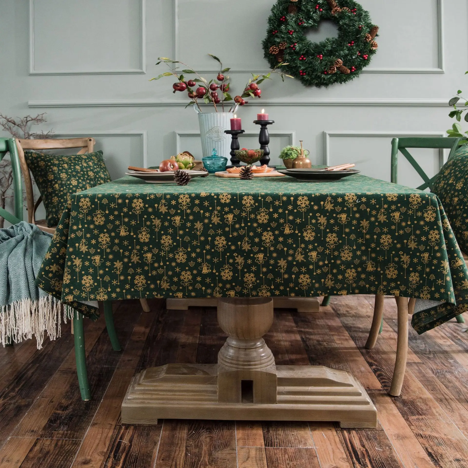 Bronzing Christmas Tablecloth Decoration Mantel Home Table Cloth Nappe Party Wedding for Decor | Дом и сад