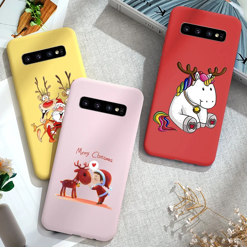 Чехол на новый год для samsung Galaxy S8 S9 S10 Plus S10e Lite чехол с рождественским оленем J7 J5 J3