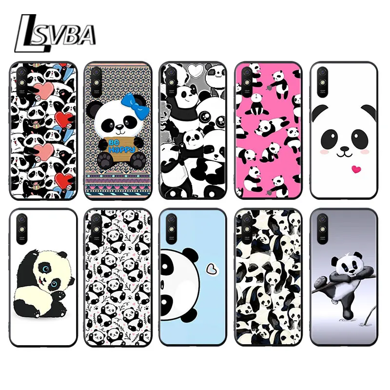 

Cartoon cute panda for Xiaomi Redmi 10X Pro 5G 9A 9I 9T 9 GO K40 K30 K20 Ultra 8 7 6 5 4X Pro Soft Black Phone Case