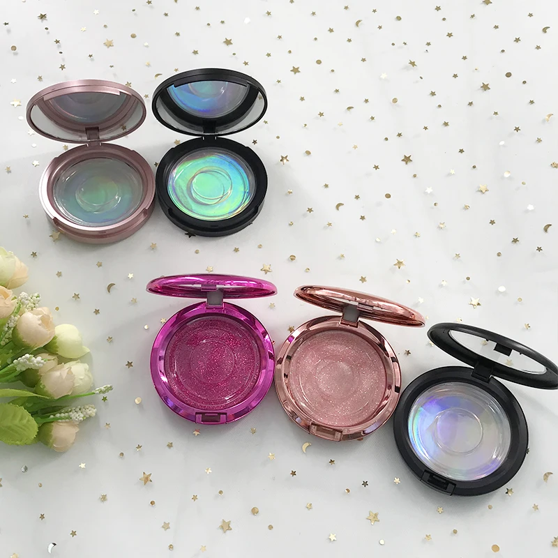 Заказная круглая зеркальная коробка для ресниц натуральных 3D 5D норковых