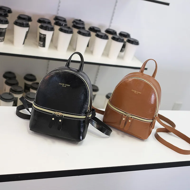 

Backpack Shoulder Bag For Women High Capacity Retro Daily Korean Version Fashion Leisure PU Leather Cute Student Zipper Female