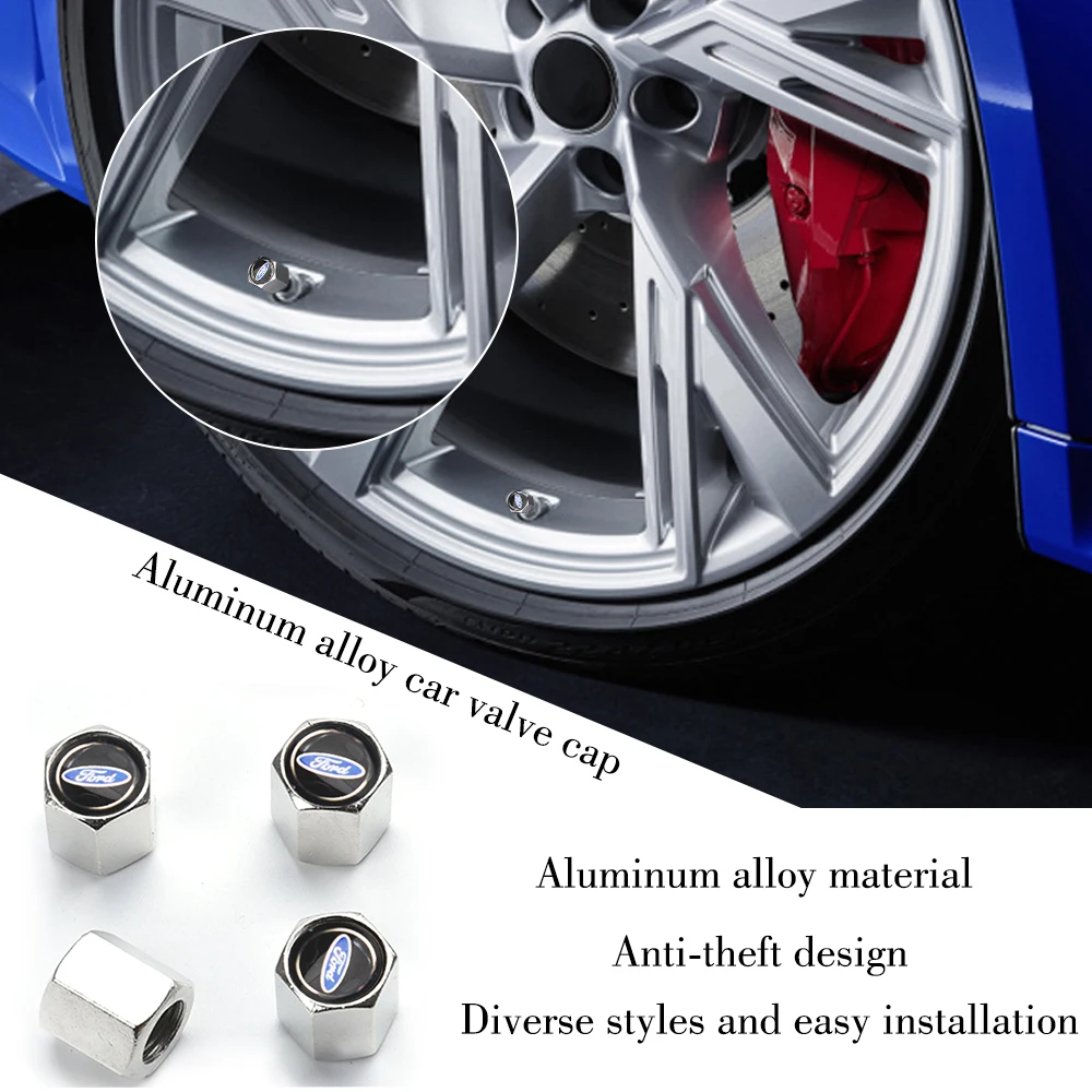 

4Pcs Auto Valve Caps Wrench Keychain Key Ring Metal Wheel Parts Car Repair Tool For Ford Focus Mk2 Party Mk3 Ranger Mondeo Mk4