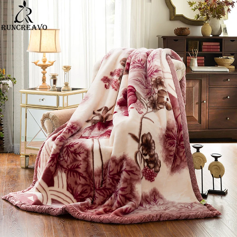 

Winter Raschel Blankets Soft Warm Double Layer Faux Fur Mink Throw Thicken Fluffy Fleece Bedspread Weighted Blankets for Beds