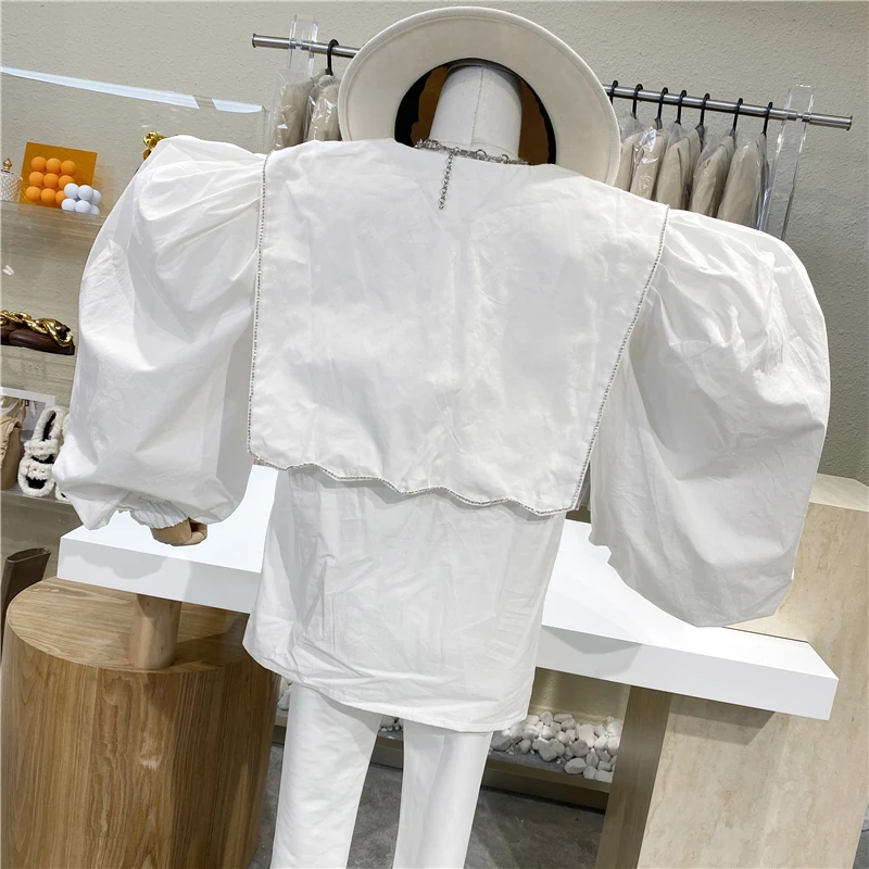 

Niche Design Original 2021 New Style Foreign Water Diamond Shawl Doll Top Art Small Fine New Loose Temperament Top