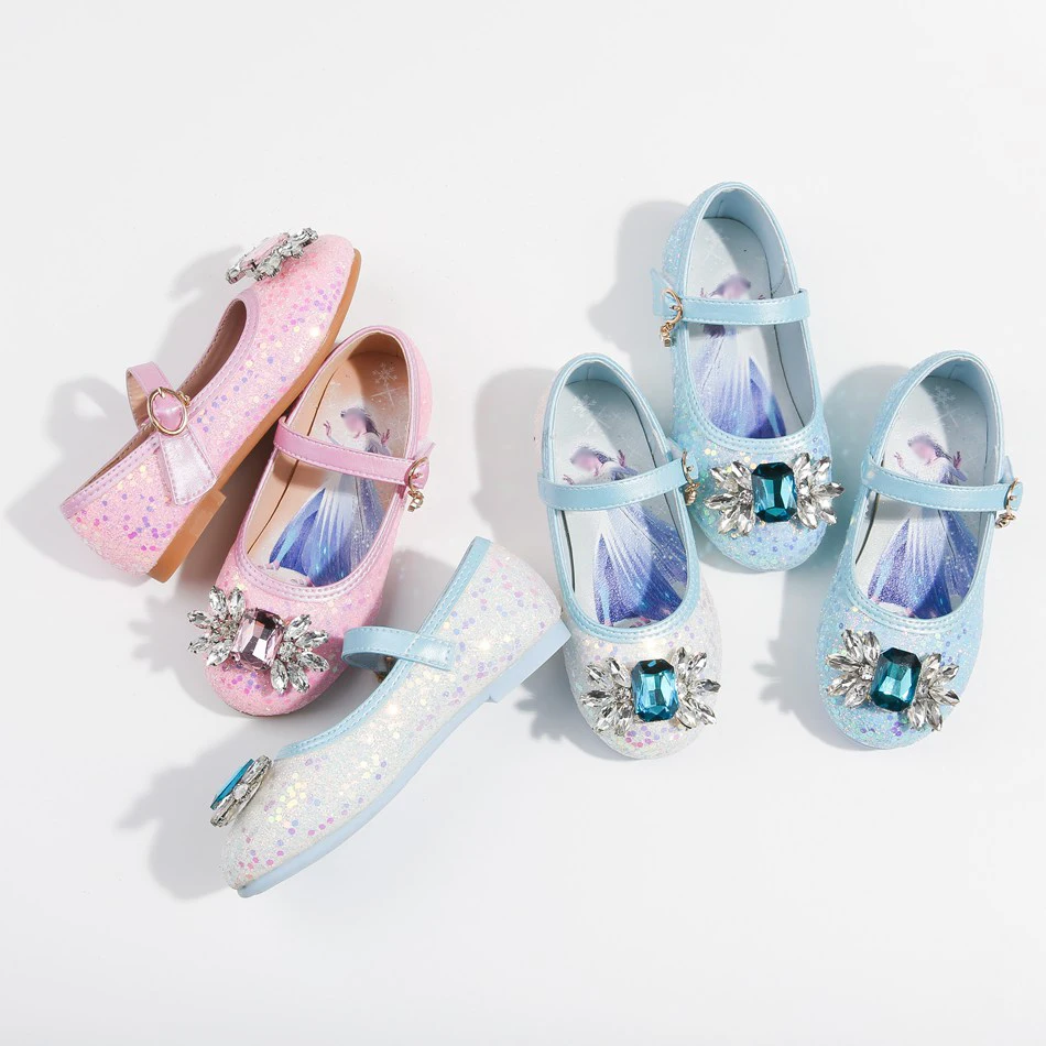 

Girls Elsa Princess Shoes Children's Sequined Soft Sole Fashion Crystal Shoes Baby Girl Cosplay Performance Shoes Accessories