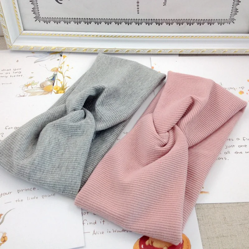 

1 PCS Baby Girls Headbands Large Size Hair Accessories Solid Color Baby Headband Girls Twisted Knotted Soft ElasticHair Band