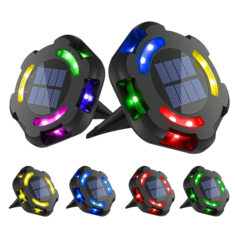 

6Pack Solar Ground Lights 12 LED Solar Lights Multi-Color Disk Lights Waterproof Landscape Light For Lawn Patio Pathway