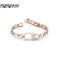 fashion jewelry high quality swa charm layered hollow oval buckle bracelet smart rose gold bracelet womens gift