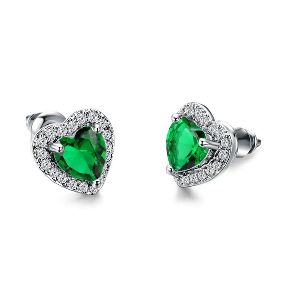 

Fashion Women Love Heart Shape Earrings Crystal Cubic Zircon Ear Studs Earrings Wedding Party Jewelry Gifts For Women Girls