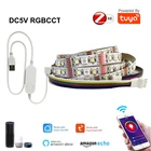 Светодиодная лента TUYA Zigbee RGB + CCT, гибкая светильник ПА с управлением через мини-USB, 5 в постоянного тока, 1 м, 2 м, 3 м, 4 м, 5 м, умное управление через приложение Echo Plus, голосовое управление