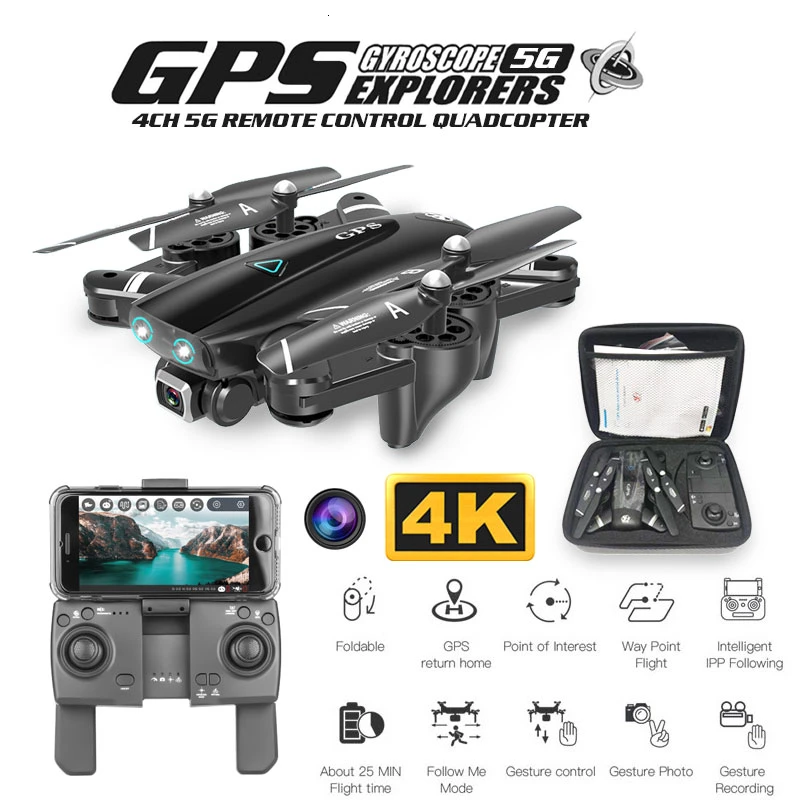 S167 GPS Дрон с камерой 5G Радиоуправляемый квадрокоптер 4K WIFI FPV складной бесточечный Летающий жестом фото
