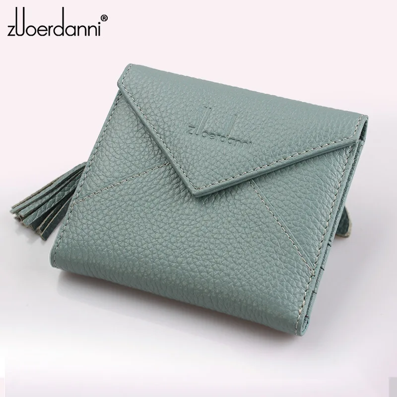 Модный тонкий женский кошелек из натуральной кожи с кисточкой Женский держатель