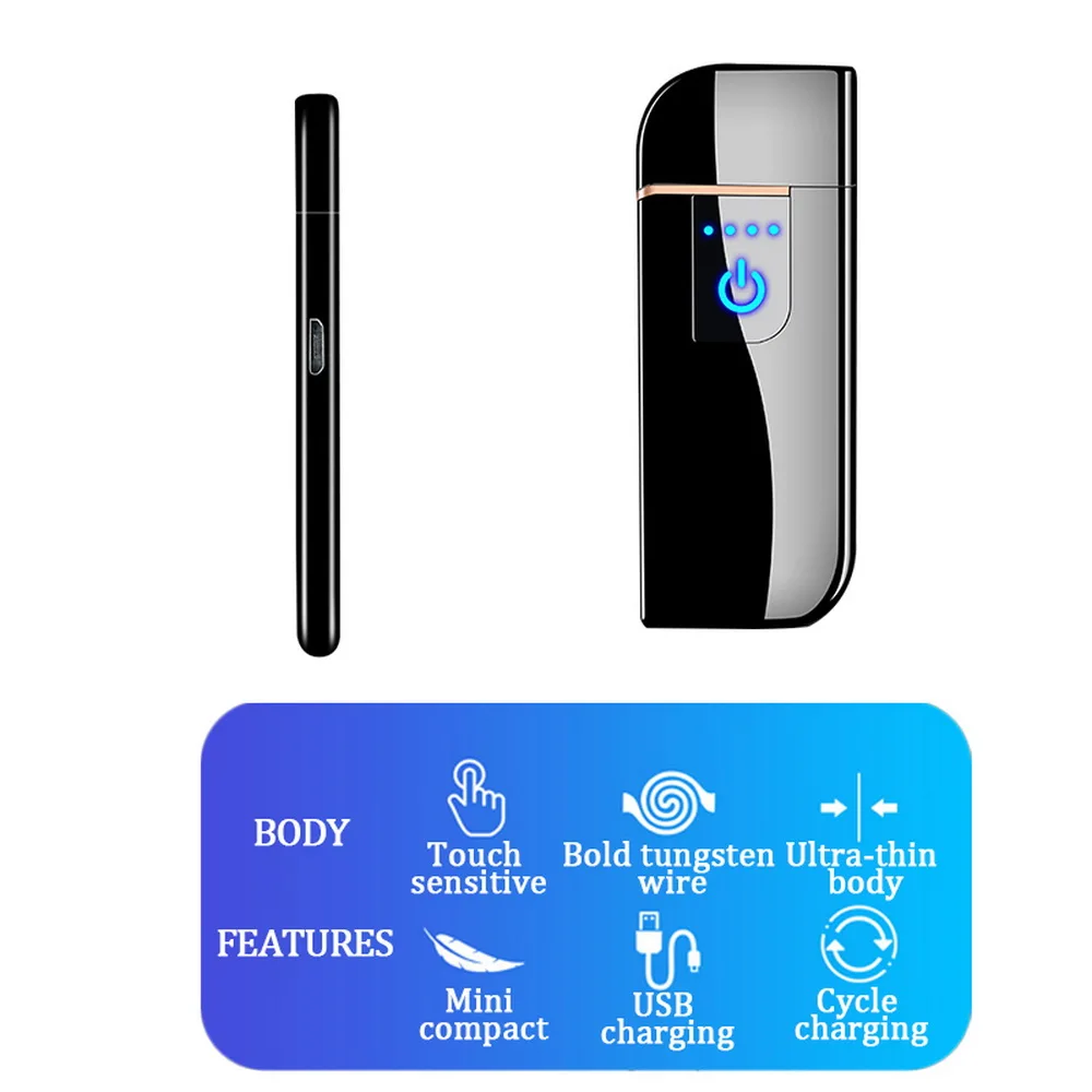 Индукционная Электронная зажигалка NewFingerprint USB перезаряжаемая Вольфрамовая