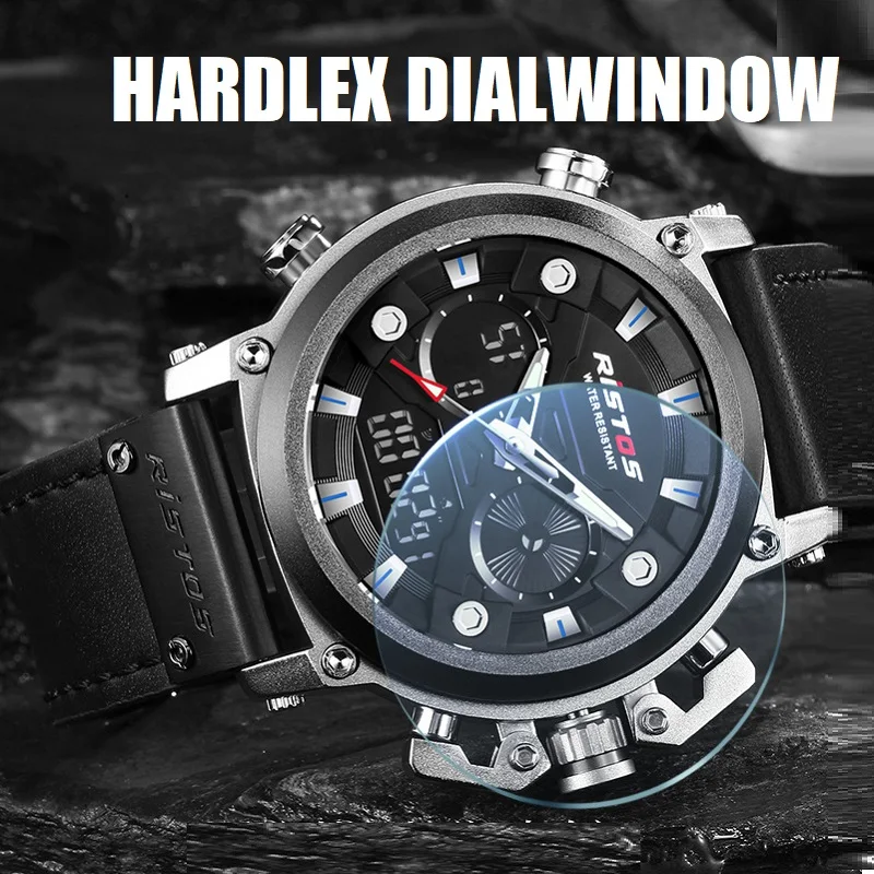 Оригинальные мужские часы RISTOS с двойным дисплеем военные японские кварцевые