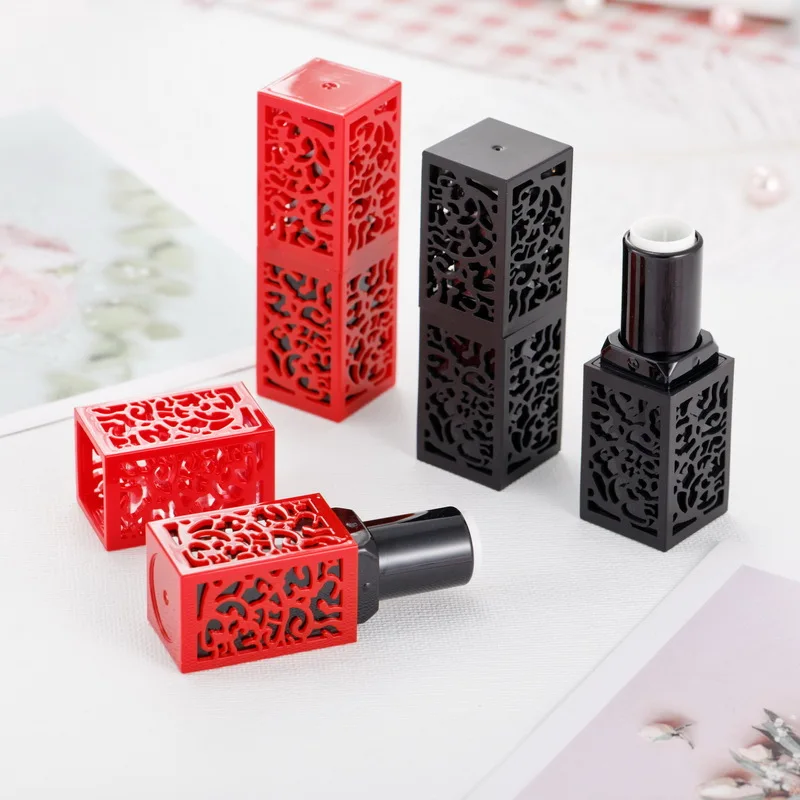 

Empty Cosmetic Containers Lipstick Tube Black Red Hollow Lipstick Tubes DIY 12.1mm Cosmetic Packaging WB2421
