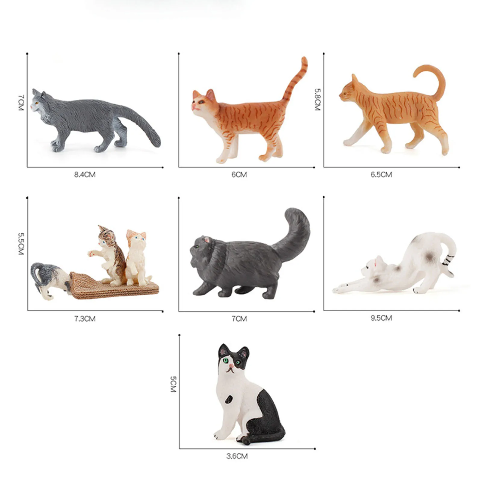 

Kitten Toy Mini Children Education PVC Simulation Cat Model Ornament for Home Cute Animal Model For Office Home Decoration Toys