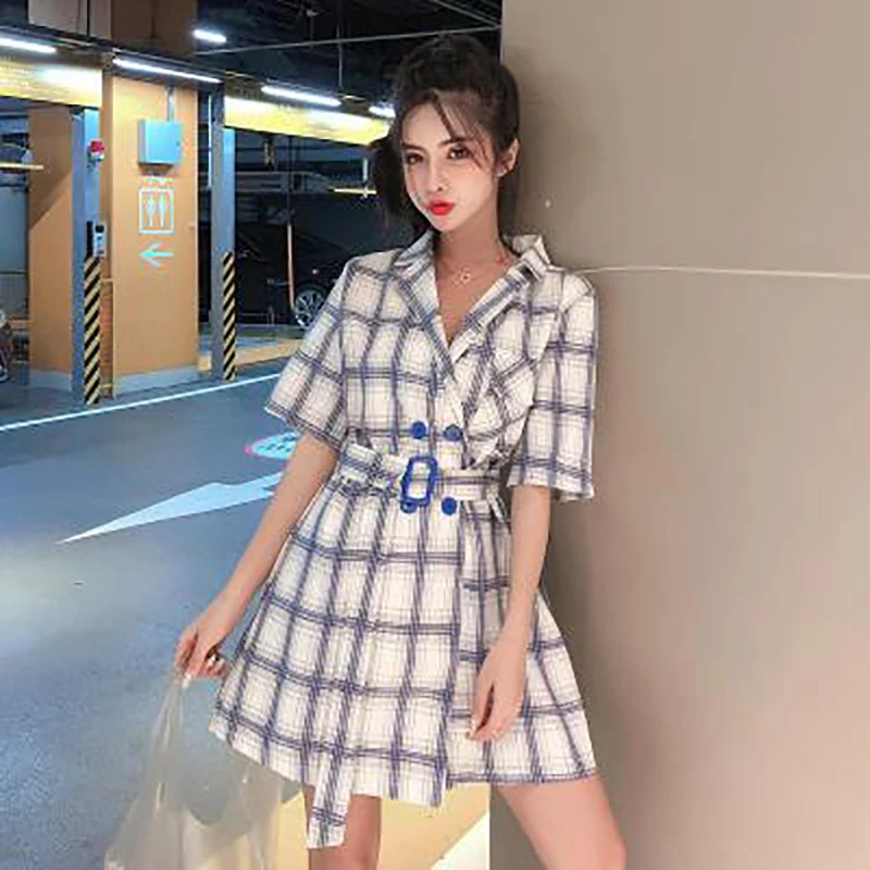 Комбинезон женский летний клетчатый с широкими штанинами и высокой талией