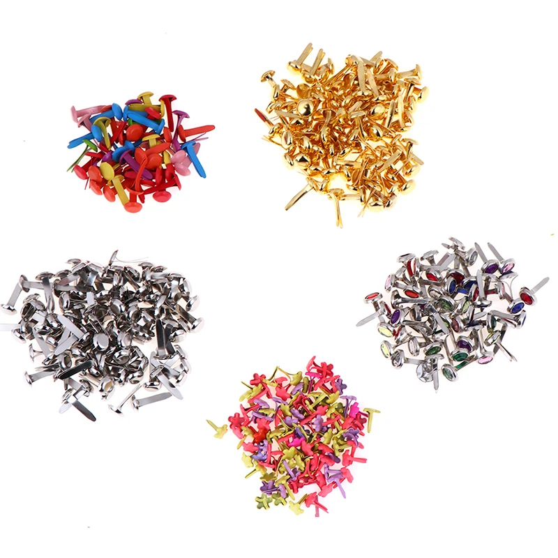

50/100Pcs Iron Round Metal Mini Brads For Scrapbooking Accessories Embellishment Fastener DIY Handmade Crafts