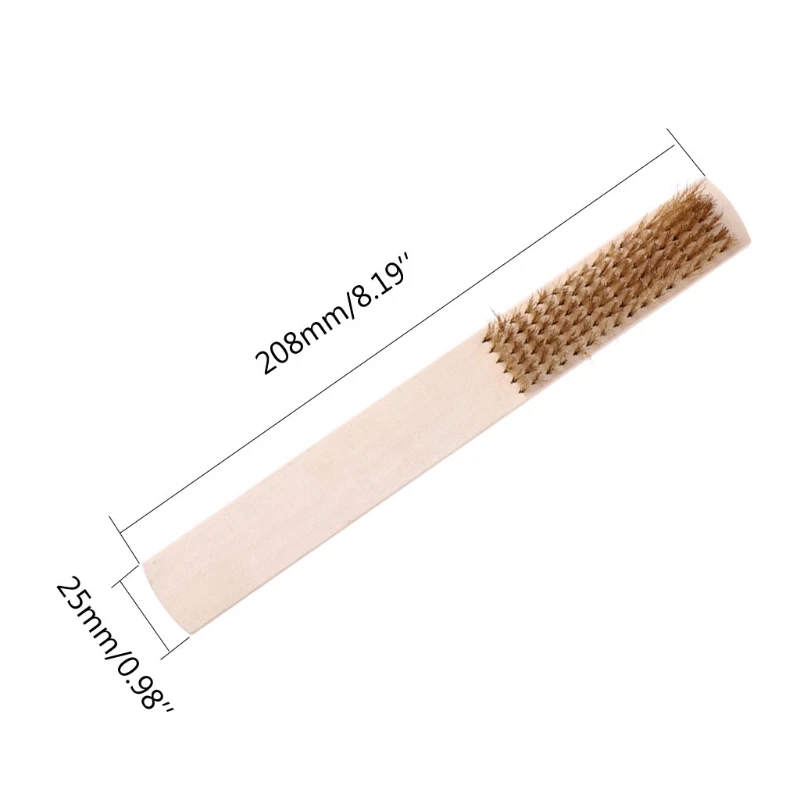 

Copper Wire Brass Briste Wood Handle Wire Scratch Brush 208mm For Metal Cleaning
