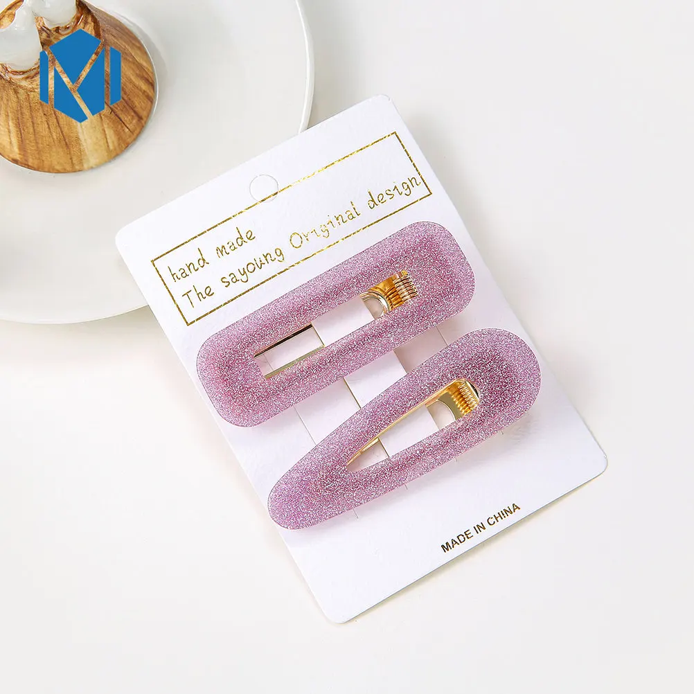 light purple Винтажные Полые Капельки Прямоугольные Акриловые зажимы для волос для женщин блестящие оловянные фольга шпильки с блестками заколки для волос аксессуары - Цвет: light purple