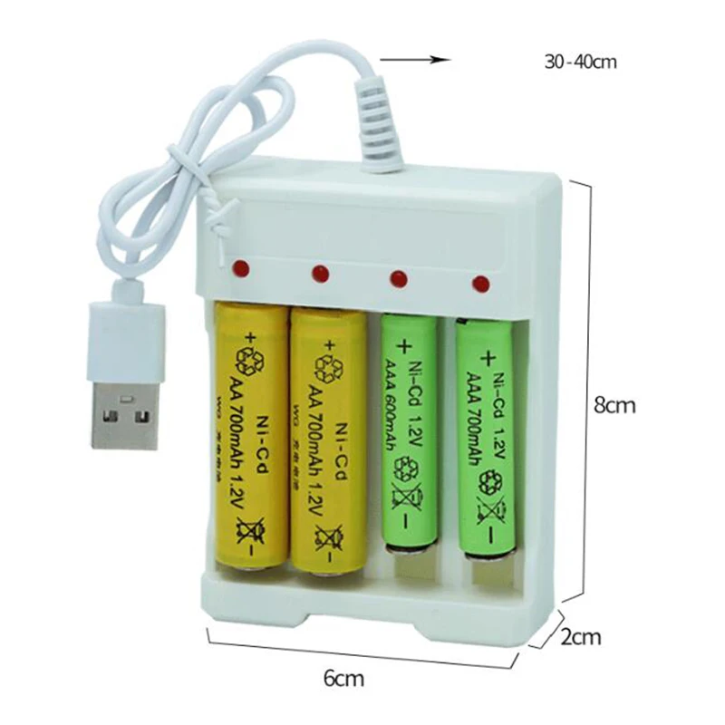 Зарядное устройство для аккумуляторных батарей на 4 батареи USB функция быстрой