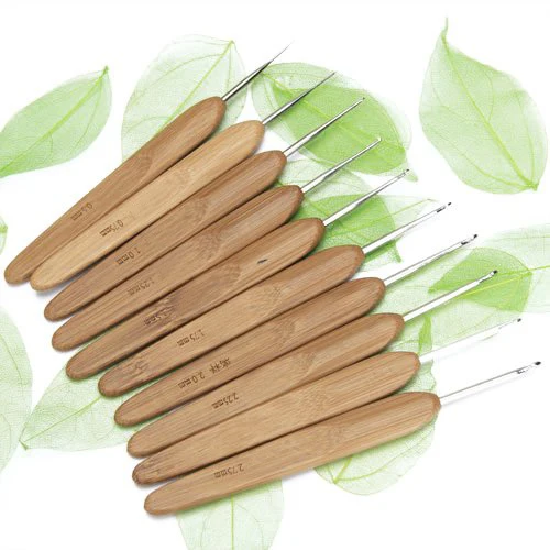 

Lot of 10pcs Metal Hooks with Bamboo Handles 0.5 to 2.75 mm