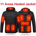 Куртка с подогревом для мужчин и женщин, зимняя мужская куртка 2021, мужские парки, теплая куртка с подогревом USB, пальто, Черная куртка с капюшоном, одежда с подогревом
