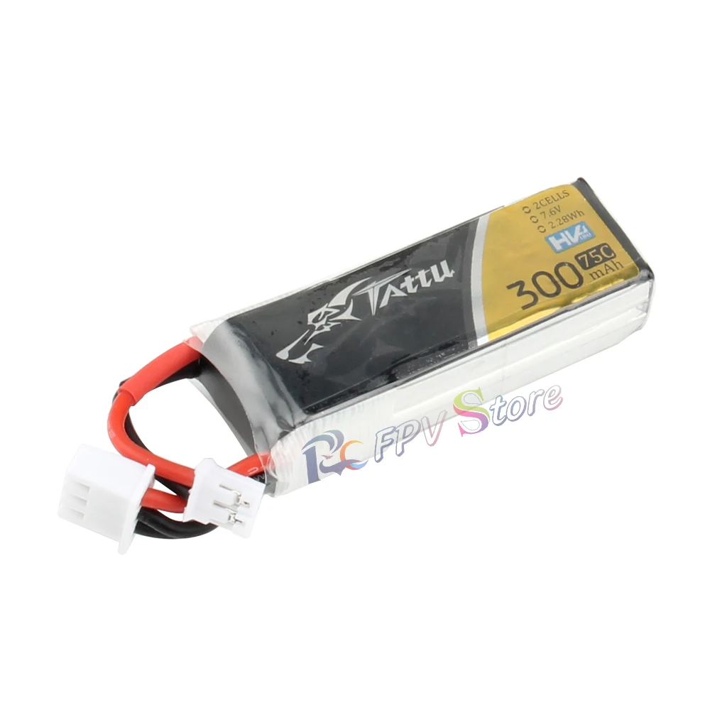 TATTU-bater&iacute;a Lipo 300mAh 7,6 V 75C 2S con conector de enchufe PH2.0 para cuadric&oacute;ptero de carreras RC FPV, 5 uds.-3