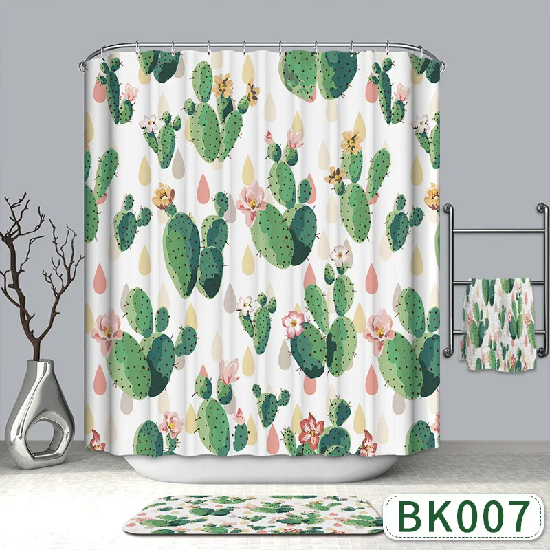 Современная 3d зеленая тропическая занавеска для душа с растениями ванная