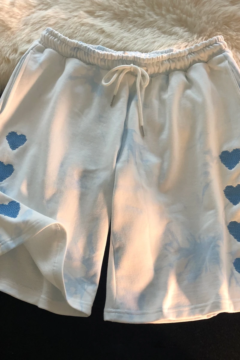 

American tie dyed love shorts children's summer loose casual work clothes