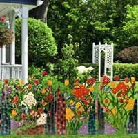 artificial flowers fencing panel with grass flowers wrought iron guardrail palisade decor patio yard lawn stakes