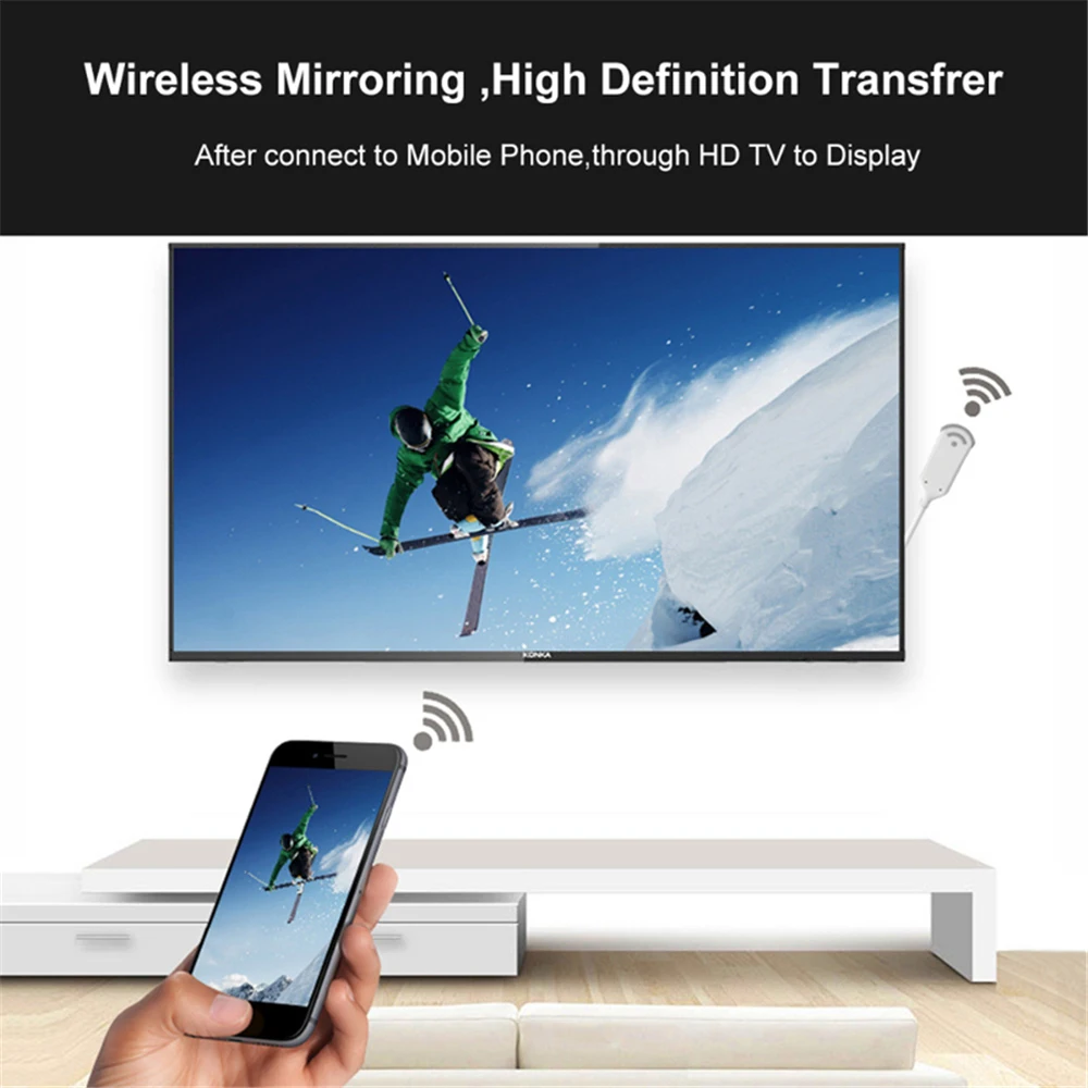 Wireless WiFi HDMI Cable HDTV Video Adapter For iPhone XS MAX XR X 5 6 7 8 Ios Android Samsung s6 edge s7 s8 S9 s10 Phone TO TV |