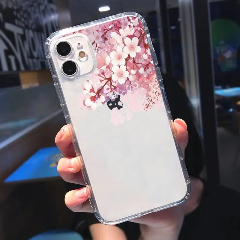 

Cherry blossoms Phone Case Transparent for iPhone 11 12 mini pro XS MAX 8 7 6 6S Plus X 5S SE 2020 XR