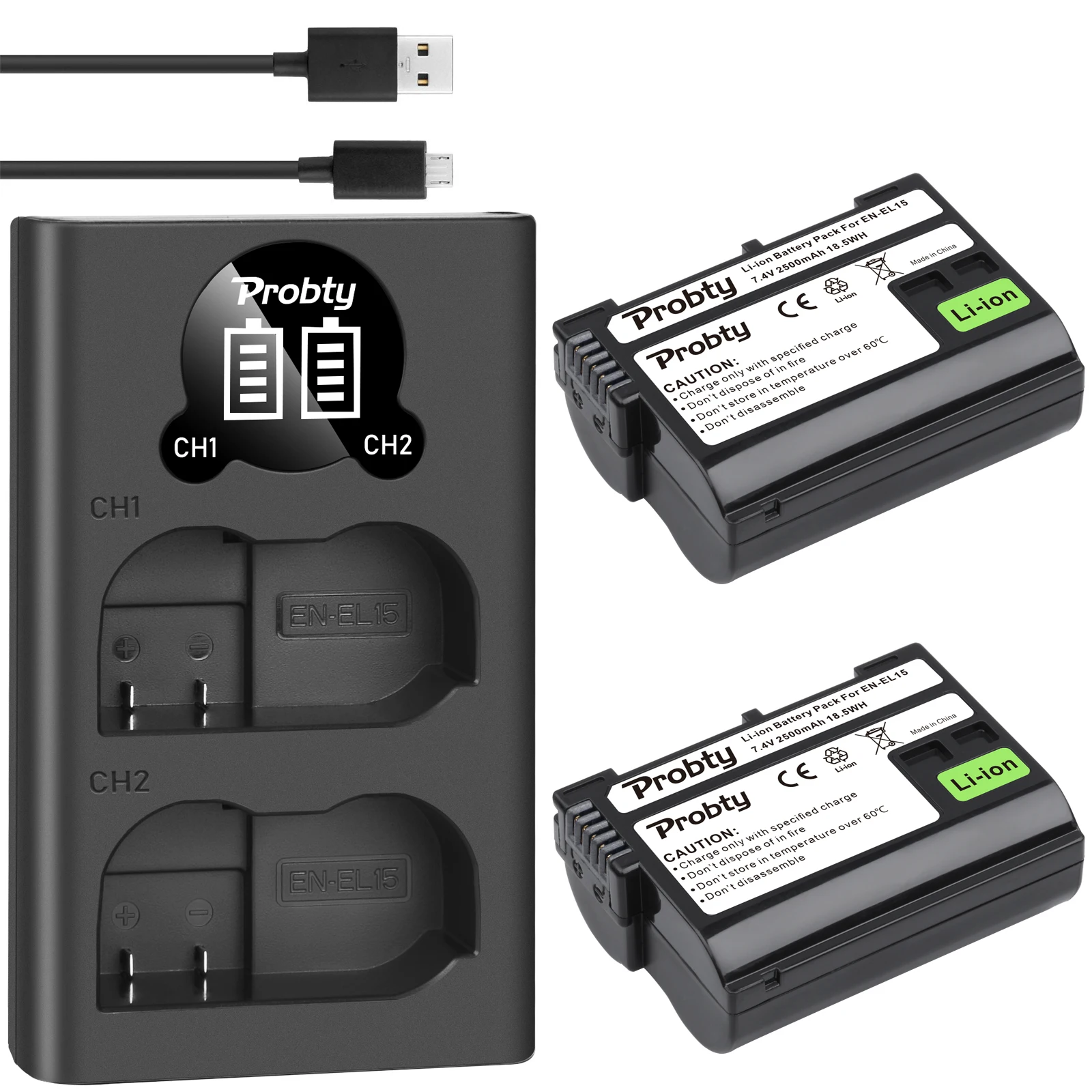 Аккумулятор 2500 мА · ч EN-EL15 EN EL15 EL15A + светодиодный USB-порт для зарядного устройства