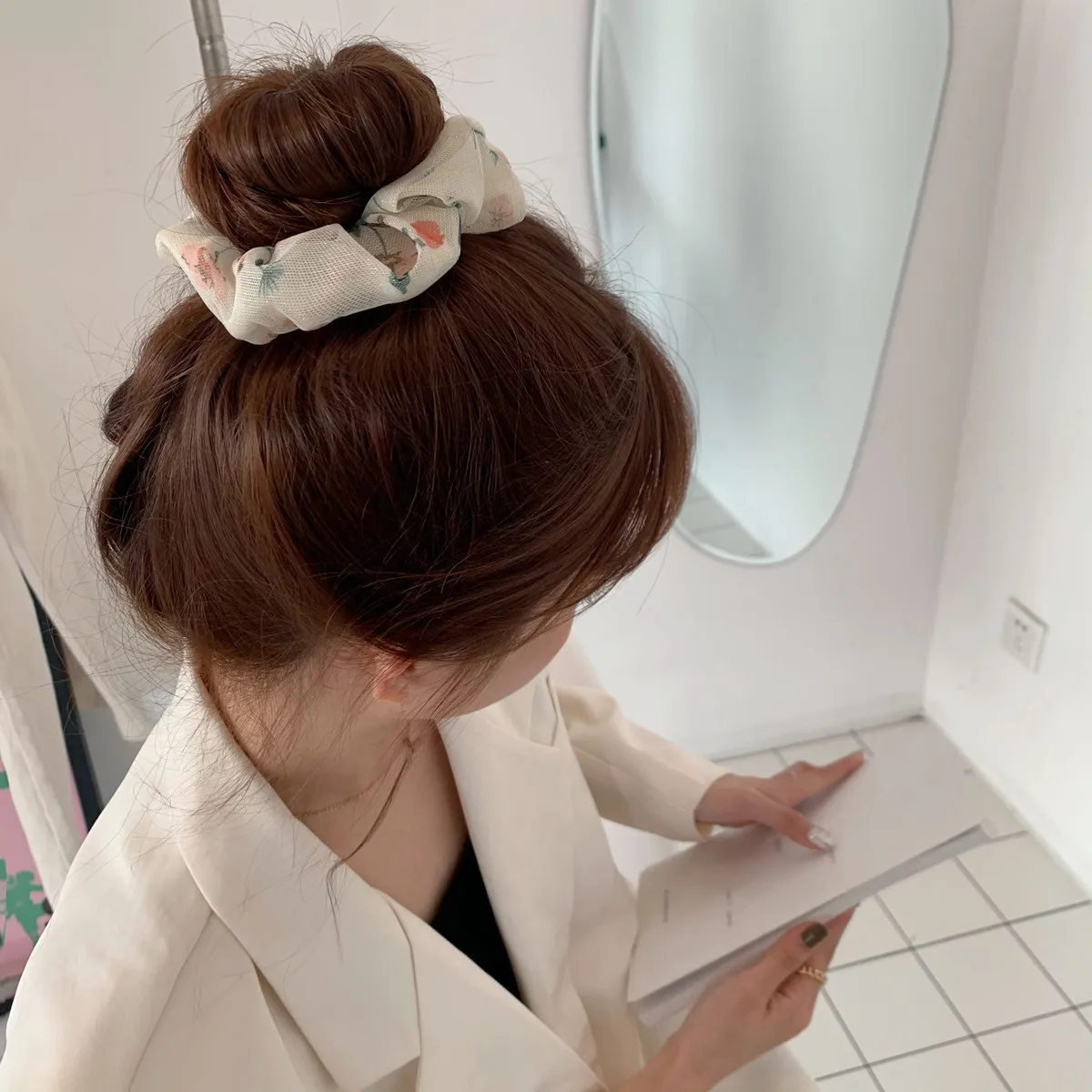 Женские резинки для волос AOMU 1 шт. эластичные в виде цветочной сетки прически