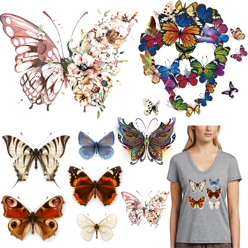 

Butterfly Patch Iron-on Transfers for Clothing Thermoadhesive Patches on Clothes Diy Stickers for Children Applique Fabric Dress