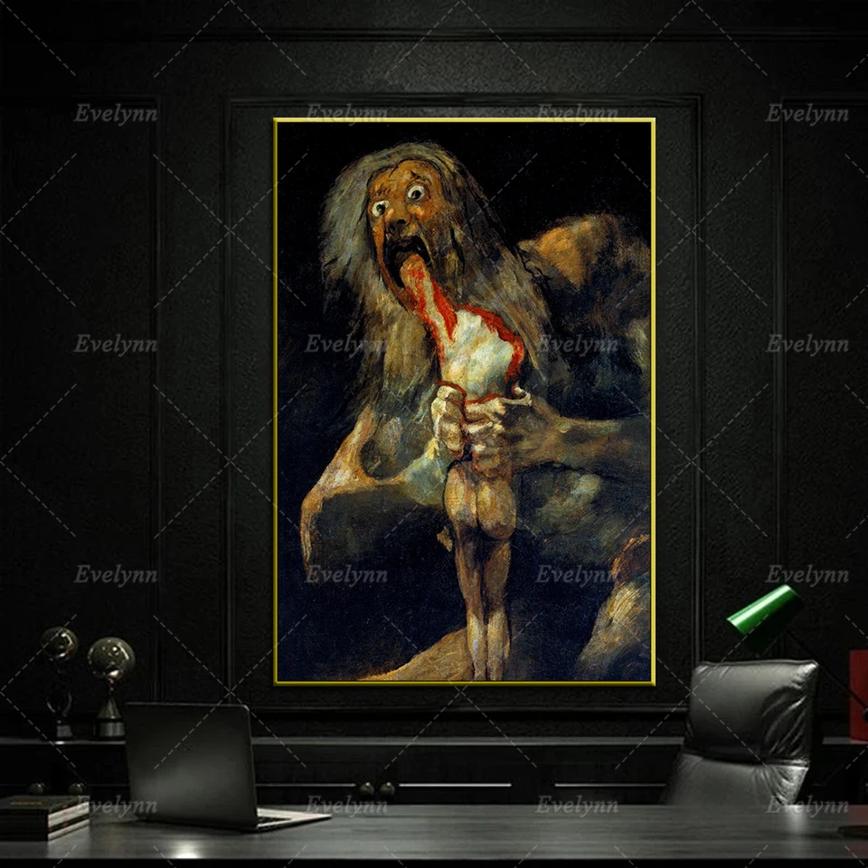 

Saturn Devouring His Son Francisco Goya Vintage Poster Canvas Print Painting Copy Wall Art Picture Retro Art Home Decoration