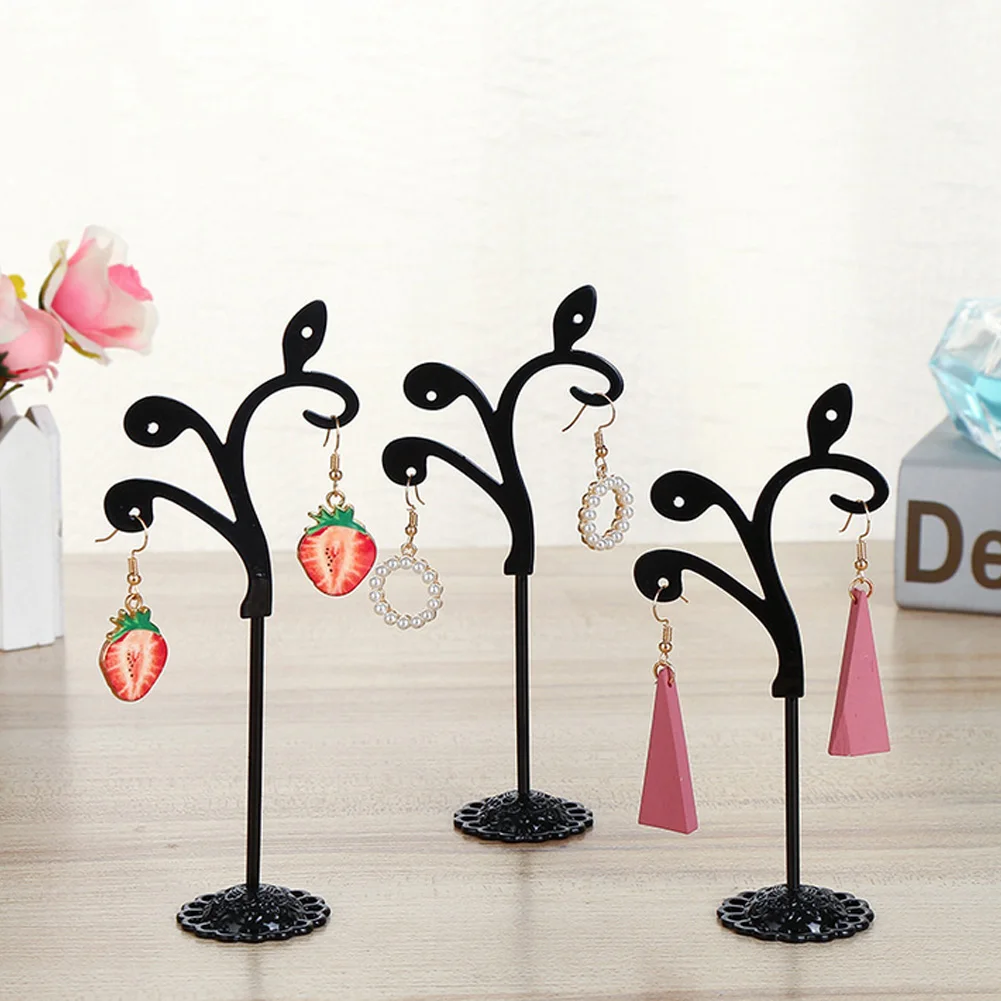 

3PCS Metal Earring Stand Black Jewelry Display Storage Rack For Photography Jewelry Props Tree Holder Ear Stud Jewelry Organizer