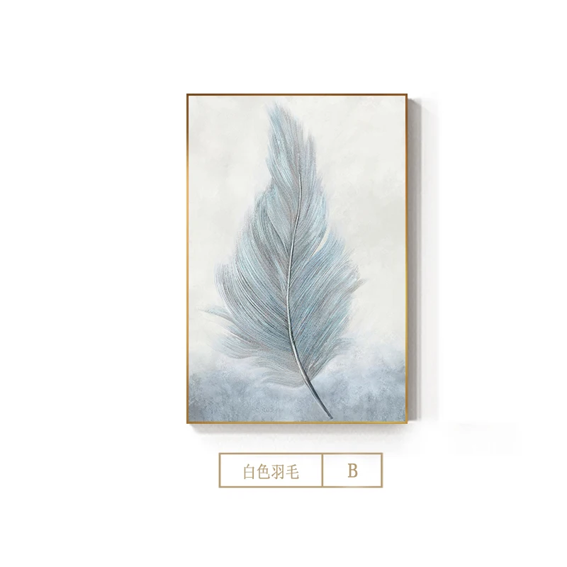 Soft feather B Абстрактные картины на холсте с изображением святых Белых Перьев, современный плакат небесно-голубого цвета и принт, большие настенные картины в скандинавском стиле для гостиной, картины для дома - Цвет: Soft feather B