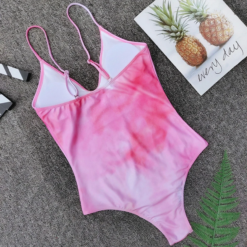 

Sexy Swimsuit Women One Piece Swimwear Pineapple Print Bodysuit Female Bathing Suit V-Neck Spaghetti Strap Bathers Beach Wear