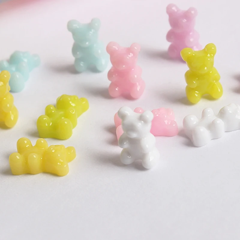 Стразы для ногтей 5x9 мм из смолы с милыми жесткими конфетными мишками и плоской