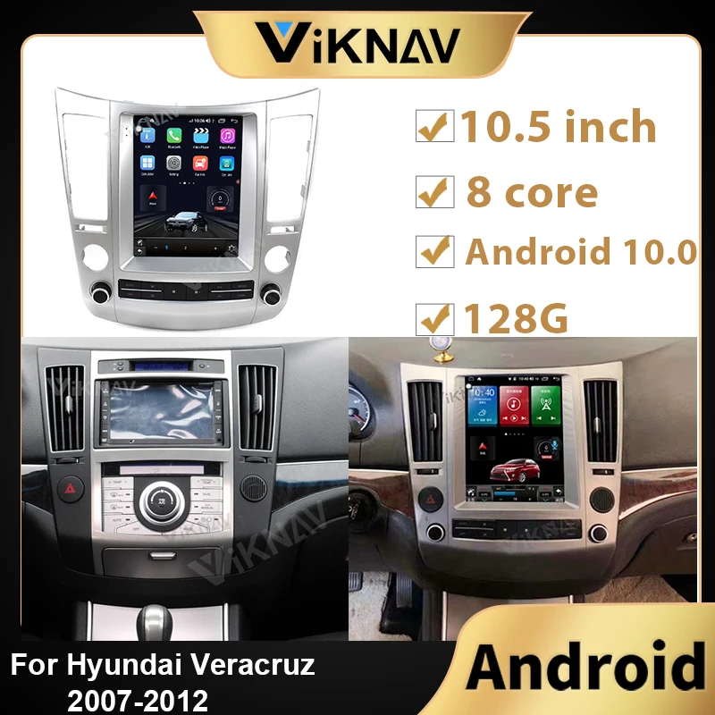 

Магнитола на Android 10 для Hyundai Veracruz 2007, 2008, 2009, 2010, 2011, 2012, Автомобильный мультимедийный видеоплеер с вертикальным экраном и GPS-Навигатором