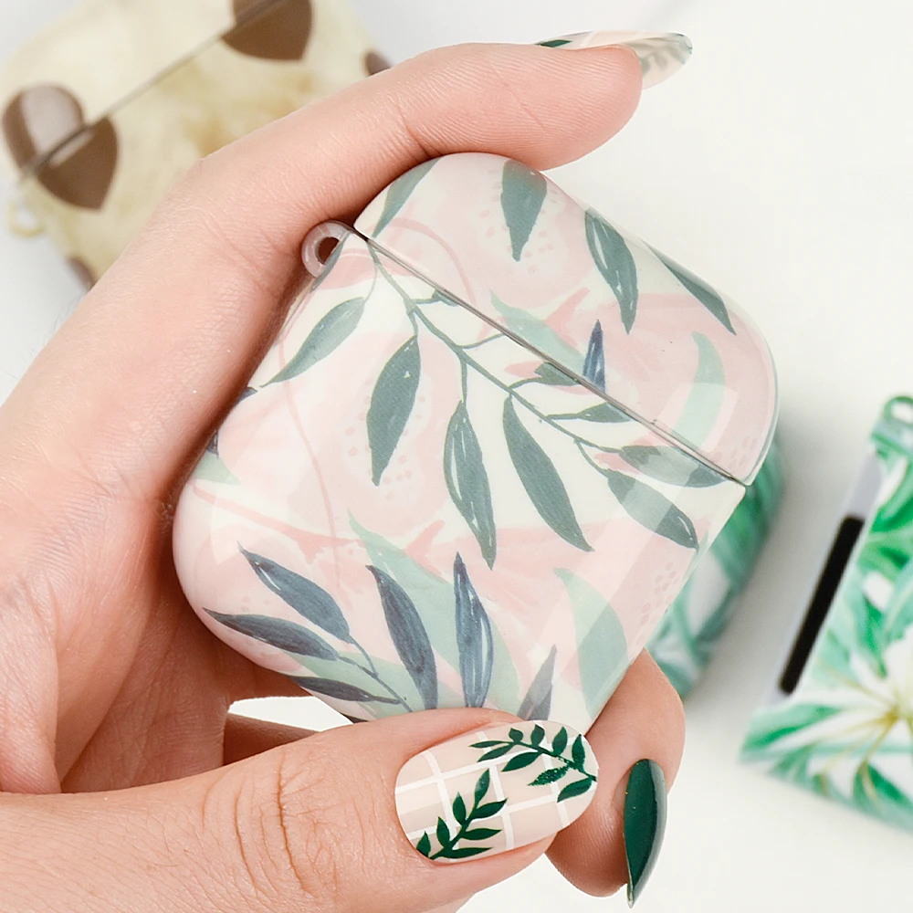 Чехлы с листьями для AirPods 1 Air pods 2 Роскошный чехол Apple Airpod 2nd 1st зарядная коробка Fundas