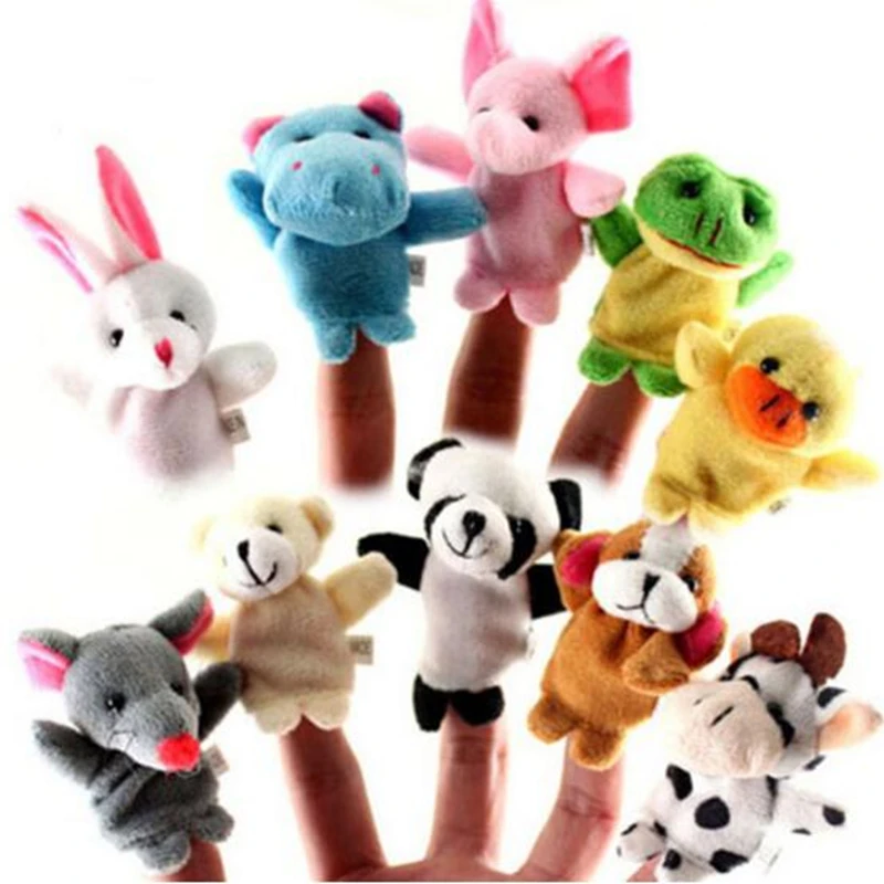 20Pcs/Lot Child Cartoon Animal Finger Puppet Plush Toy On Fingers Biological Kids Baby Doll Educational Hand Puppets Toys | Игрушки и