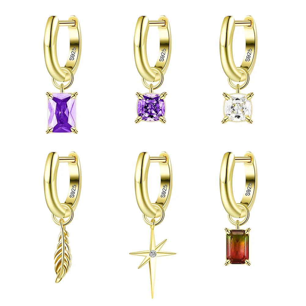 

INALIS 1 PC Single Earring For Women S925 Sterling Silver Inlay Cubic Zirconia Drop Earrings Six Choose Trendy Fine Jewelry
