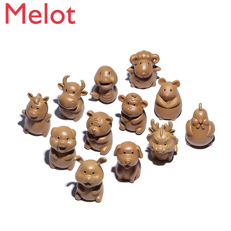 

Purple Sand Tea Pet Raw Ore Beige Clay Tea Ceremony Utensils Tea Table Decoration Zodiac Mini Small Tea Set