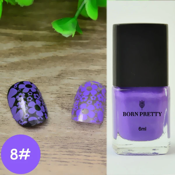 6ml 8 BORN PRETTY, яркие цвета, лак для ногтей, тиснение, черный, сладкий стиль, штамп для ногтей, пластина, лак для печати изображений, маникюрный лак, 15 мл, 6 мл - Цвет: 6ml 8