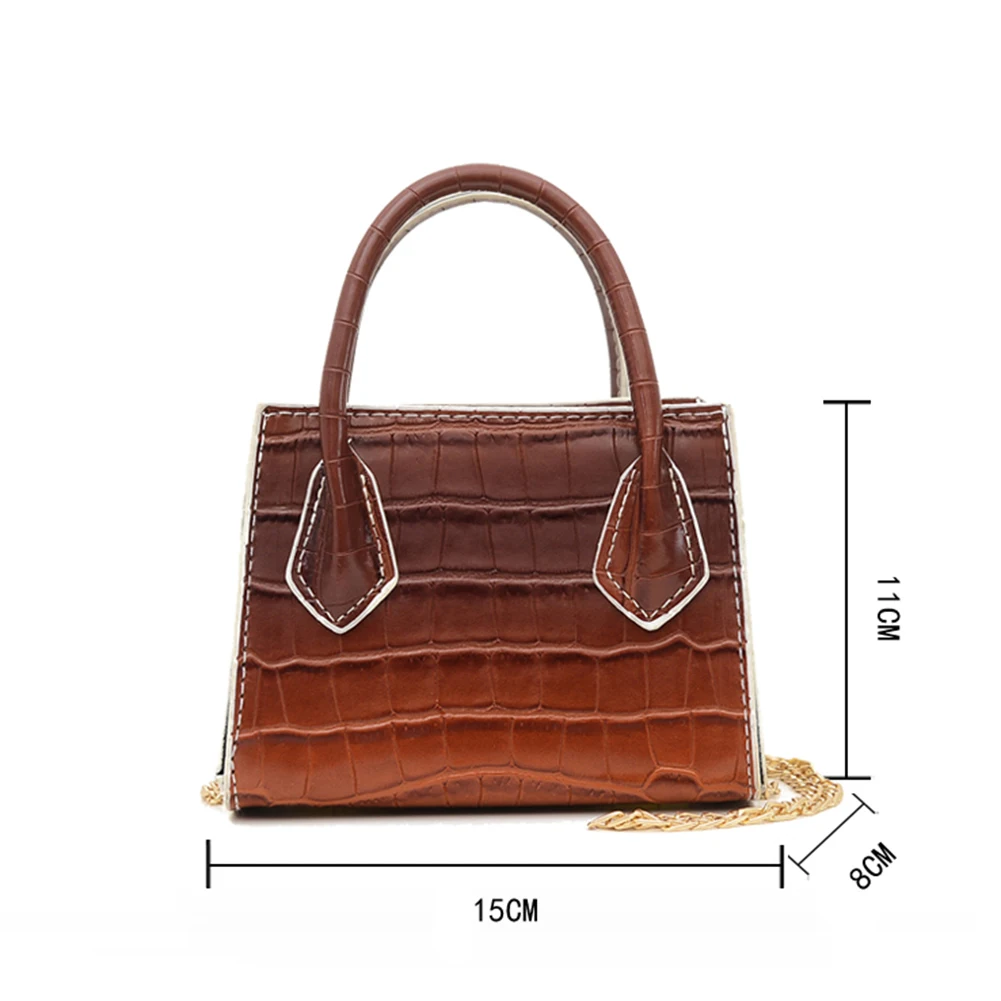 

Vintage Women Chain PU Leather Gradient Color Alligator Pattern Shoulder Crossbody Messenger Bag Casual Ladies Small Top-handle