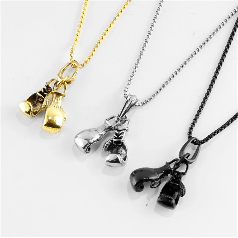 

Luxury Fashion Boxing Gloves Pendant Necklace Personality Men's Hip Hop Punk Cool Personality Sports Necklace Jewelry