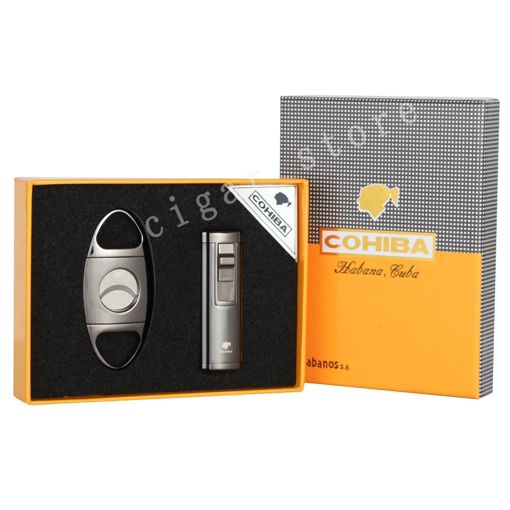 COHIBA Крутые гаджеты металлическая коробка для сигар резак Зажигалка Набор Острые